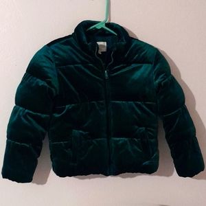 Gymboree girls green velvet puffer jacket size 7/8